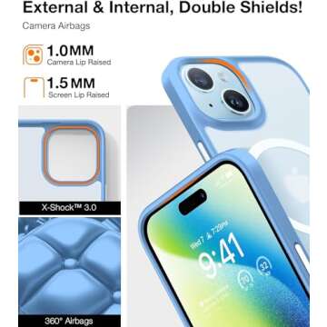 TORRAS Magnetic Designed for iPhone 15 Case iPhone 14 Case, Compatible with MagSafe, Military Grade Drop Tested, Shockproof Hard Back Soft Edge Slim Protective Case for iPhone 14/15 Case, Blue