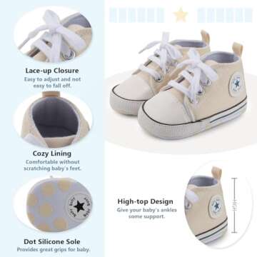 Save Beautiful Baby Girls Boys Canvas Sneakers Soft Sole High-Top Ankle Infant First Walkers Crib Shoes