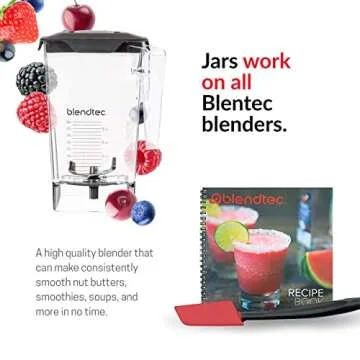 Blendtec Classic 575 Blender, 90 oz WildSide+ Jar, Spoonula Spatula, and Recipe Book Bundle - Black