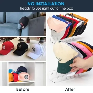 OAPRIRE No Install Hat Organizer for 14 Baseball Caps