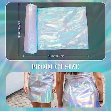 Ganeen 11 Yard Iridescent Fabric Organza Fabric Sheer 59 Inches Wide Rainbow Laser Gradient Lace Hol...