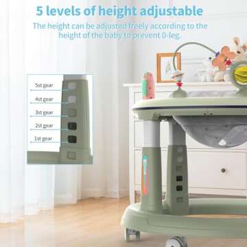 Versatile Baby Walker with 5 Heights for 6-12 Months