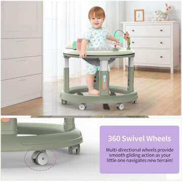 Versatile Baby Walker with 5 Heights for 6-12 Months