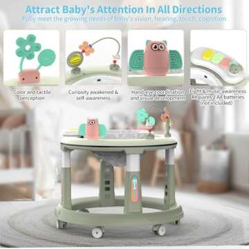 Versatile Baby Walker with 5 Heights for 6-12 Months