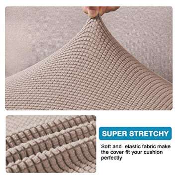 Flamingo P 2 Piece Cushion Sofa Slipcovers Individually Sofa Cushion Covers for 2 Cushion Couch Sofa Seat Cushion Covers Flexibility with Elastic Bottom, Sand