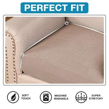 Flamingo P 2 Piece Cushion Sofa Slipcovers Individually Sofa Cushion Covers for 2 Cushion Couch Sofa Seat Cushion Covers Flexibility with Elastic Bottom, Sand
