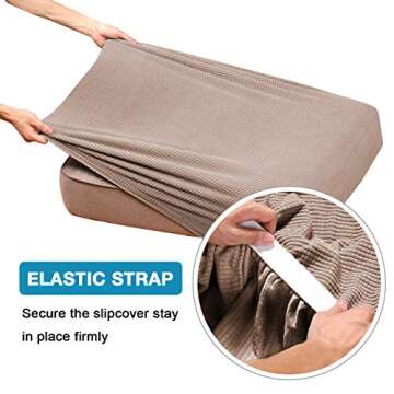 Flamingo P 2 Piece Cushion Sofa Slipcovers Individually Sofa Cushion Covers for 2 Cushion Couch Sofa Seat Cushion Covers Flexibility with Elastic Bottom, Sand