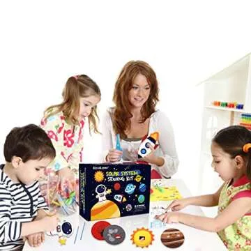 CiyvoLyeen Space Sewing Kit for Kids Solar System DIY Activity Kids Felt Craft Supplies for 7 8 9 10 11 12 Girls and Boys Educational Beginners Sewing Set of 11