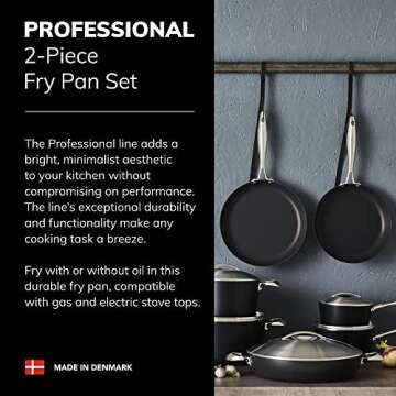 Scanpan Professional Fry Pan Set - Includes 9.5” & 11” Fry Pans - Easy-to-Use Nonstick Cookware - Dishwasher, Metal Utensil & Oven Safe - Made in Denmark