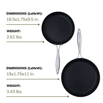 Scanpan Professional Fry Pan Set - Includes 9.5” & 11” Fry Pans - Easy-to-Use Nonstick Cookware - Dishwasher, Metal Utensil & Oven Safe - Made in Denmark
