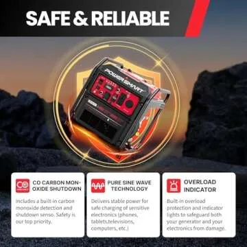 PowerSmart 4450W Portable Inverter Generator, Gas Powered, CO-Sensor, Lightweight & Quiet for Home Use and Emergency Backup, Camping, EPA Compliant