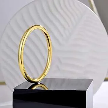 Women's Bangle Gold Cuff Bracelet Set, Stackable Dainty Simple 14K Gold Circle Chunky Bracelets Wrist Cuff Wrap Bracelet Minimalist Polished Finish Cuff Circle Bangle for Women