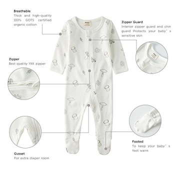 Owlivia Organic Baby Pajamas for Boys and Girls, Zip Front