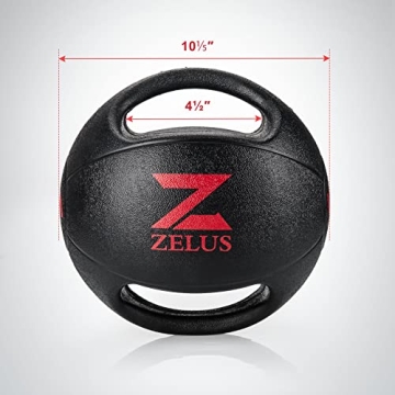 ZELUS Medicine Ball with Dual Grip| 10/20 lbs Exercise Ball |Weight Ball with