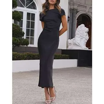 Elegant Satin Cap Sleeve Midi Dress for Women