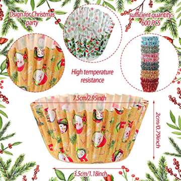 Gerrii 600 Pcs Christmas Candy Cups - Mini Baking Supplies for Holiday Treats