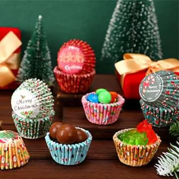 Gerrii Christmas Candy Cups - 600 Pcs Mini Baking Supplies