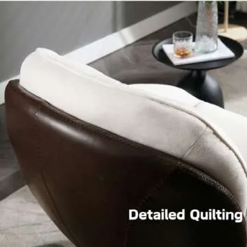 ZH4YOU Swivel Linen Fabric Accent Chair with Stool