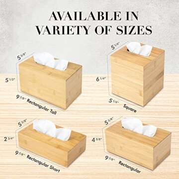 JUSK Design Tissue Box Holder - Modern, Minimalist, and Durable Wooden Tissue Box with Sliding Bottom, Easy-Refill - Premium-Quality Bamboo Tissue Box Cover, Square