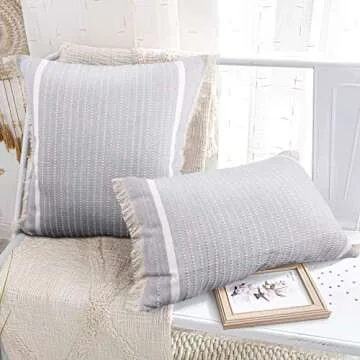 Stylish Cygnus Gray Woven Throw Pillow Covers | Boho Decor