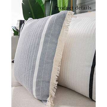 Stylish Cygnus Gray Woven Throw Pillow Covers | Boho Decor