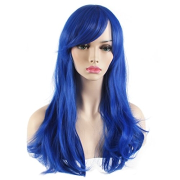 Akstore 28" Royal Blue Wavy Wig for Cosplay & Events