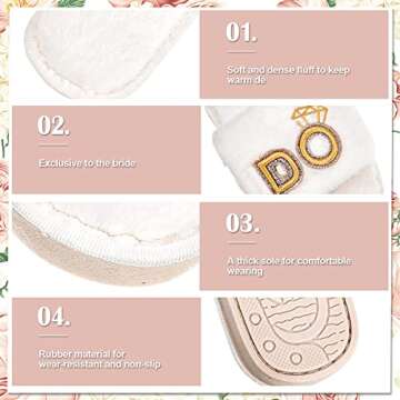 Jiuguva 6 Pairs Wedding Slippers Fuzzy I Do and I Do Crew Slipper Maid and Matron of Honor Slipper f...