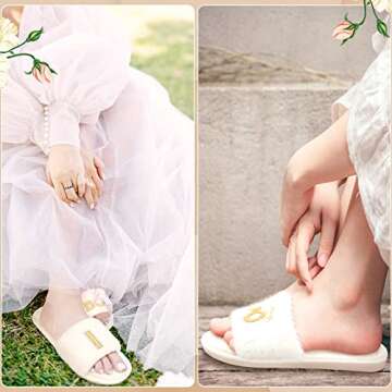 Jiuguva 6 Pairs Wedding Slippers Fuzzy I Do and I Do Crew Slipper Maid and Matron of Honor Slipper for Bride Bridesmaid Gifts for Wedding Day Bridal Shower Bachelorette Party(Stylish Style,Medium)