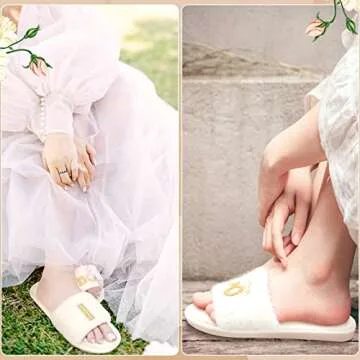 Jiuguva 6 Pairs Wedding Slippers Fuzzy I Do and I Do Crew Slipper Maid and Matron of Honor Slipper for Bride Bridesmaid Gifts for Wedding Day Bridal Shower Bachelorette Party(Stylish Style,Medium)