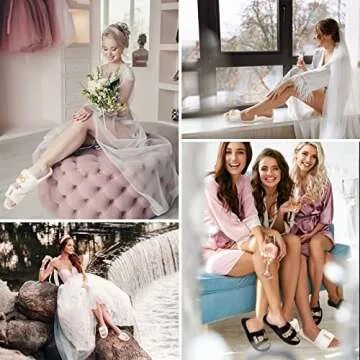 Jiuguva 6 Pairs Wedding Slippers Fuzzy I Do and I Do Crew Slipper Maid and Matron of Honor Slipper for Bride Bridesmaid Gifts for Wedding Day Bridal Shower Bachelorette Party(Stylish Style,Medium)