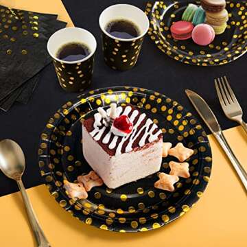 Elegant Black and Gold Party Supplies for 25 Guests