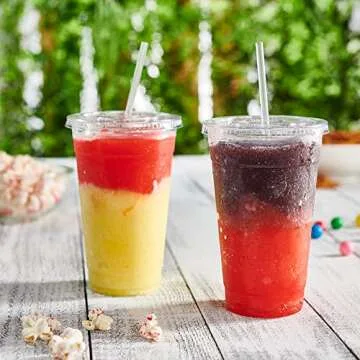 Comfy Package [24 oz. - 100 Count Clear Plastic Cups With Lids, Disposable Coffee Cups with Flat Lids - Ideal for Cold Beverages, Smoothies, and To-Go Drinks