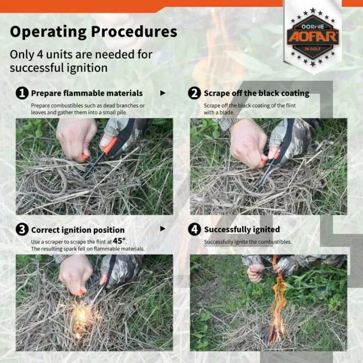 AOFAR Fire Starter with Paracord for Outdoor Use