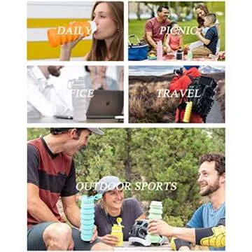 Nefeeko Collapsible Water Bottle, 26oz Silicone Foldable Water Bottles Leakproof BPA Free Travel Water Bottles with Carabiner, Portable Sport Water Bottles for Camping,Hiking Outdoor Indoor Sport