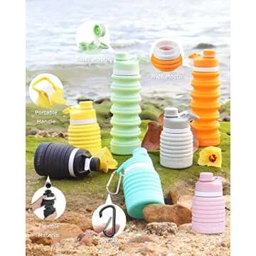 Nefeeko Collapsible Water Bottle, 26oz Silicone Foldable Water Bottles Leakproof BPA Free Travel Water Bottles with Carabiner, Portable Sport Water Bottles for Camping,Hiking Outdoor Indoor Sport