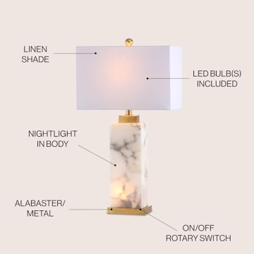 Elegant JONATHAN Y Alabaster LED Table Lamp
