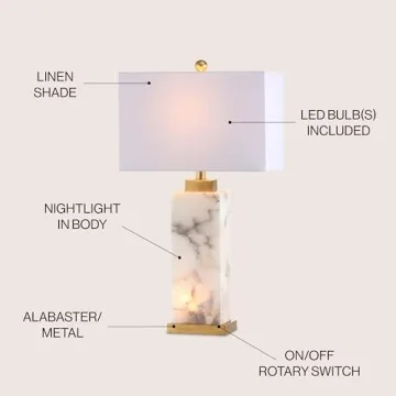 Elegant JONATHAN Y Alabaster LED Table Lamp