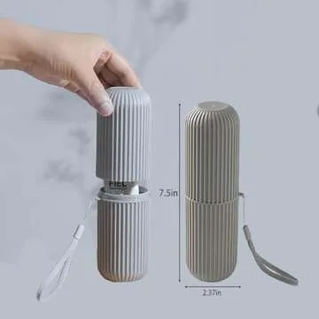 Travel Toothbrush Case, 7.6'' Long Plastic Toothbrush Storage Portable Toothbrush Toothpaste Container ToothBrushes Box Packed for Personal Oral Care Used in Business, Travel, Outdoors Use. (Grey)