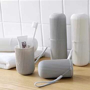 Travel Toothbrush Case, 7.6'' Long Plastic Toothbrush Storage Portable Toothbrush Toothpaste Container ToothBrushes Box Packed for Personal Oral Care Used in Business, Travel, Outdoors Use. (Grey)