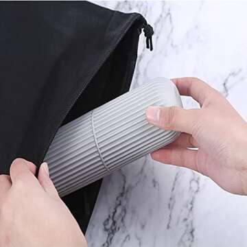 Travel Toothbrush Case, 7.6'' Long Plastic Toothbrush Storage Portable Toothbrush Toothpaste Container ToothBrushes Box Packed for Personal Oral Care Used in Business, Travel, Outdoors Use. (Grey)