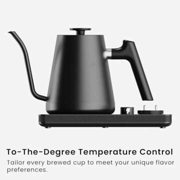 Lafeeca DJ Electric Gooseneck Kettle - Pour Over Coffee & Tea - Turntable Design - Water Boiler - Quick Heating & Temperature Control - Black