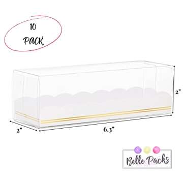 Chocolate Covered Strawberry Boxes Packaging - Set of 10 (6.3x2x2Inch) w/Gold Foil Design - Valentin...