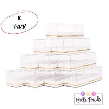 Chocolate Covered Strawberry Boxes Packaging - Set of 10 (6.3x2x2Inch) w/Gold Foil Design - Valentines Day Treat Boxes for Strawberries - Macaron Boxes as Truffle Boxes or Chocolate Strawberry Boxes