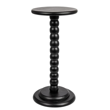 Solid Wood Black Pedestal Cocktail Table - Elegant & Sturdy