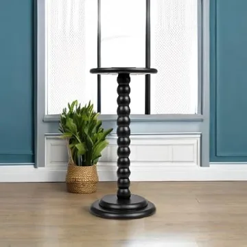 Solid Wood Black Pedestal Cocktail Table - Elegant & Sturdy