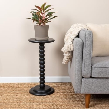 Solid Wood Black Pedestal Cocktail Table - Elegant & Sturdy