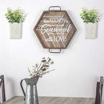 LESEN Set of 2 Farmhouse Metal Wall Planter,Rustic Wall Decor Country Hanging Wall Vase Box for Plants Flower Home Decoration