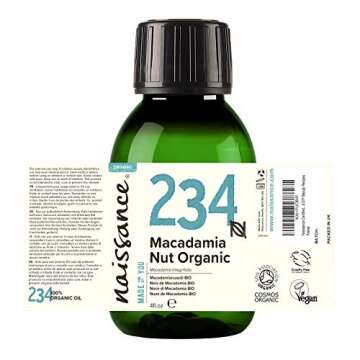 naissance Certified Organic Macadamia Nut Oil 3.4 fl oz - Pure Natural, Cold Pressed, Vegan, Non GMO...