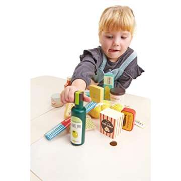 Tender Leaf Toys - Supermarket Grocery Set - 17 Pcs Wooden Pretend Play Food Pack for Supermarket Ro...