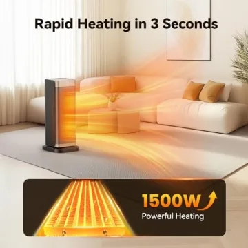 Space Heaters for Indoor Use, 1500W Electric Heater with Thermostat, 70° Oscillation, Remote Contro...